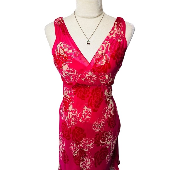 Ann Taylor Dress Sz 8 M Babydoll Silk Carnation Floral Y2K 90s Fairy Cottagecore - Picture 8 of 10